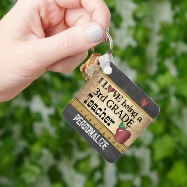 Love Being a 3rd Grade Teacher Keychain (Hand)