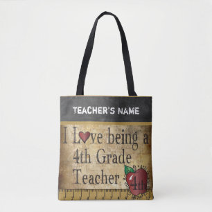 Love Being a 4th Grade Teacher   DIY Name Tote Bag