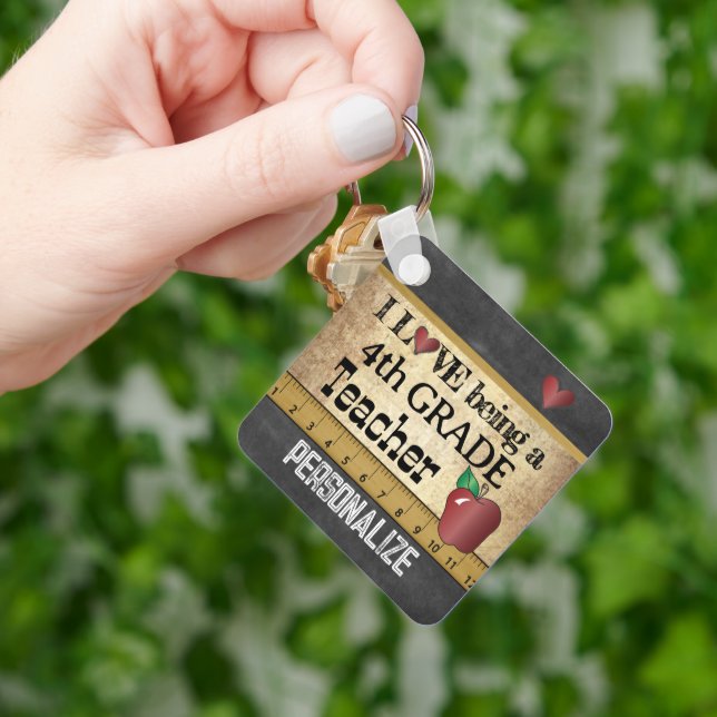 Love Being a 4th Grade Teacher  Keychain (Hand)