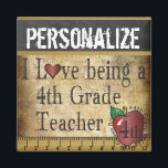 Love being a 4th Grade Teacher Magnet<br><div class="desc">Unique Vintages School Teacher Magnet ready for you to personalize. ✔NOTE: ONLY CHANGE THE TEMPLATE AREAS NEEDED! 😀 If needed, you can remove some of the text and start fresh adding whatever text and font you like. 📌If you need further customization, please click the "Click to Customize further" or "Customize...</div>