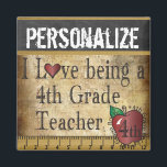 Love being a 4th Grade Teacher Magnet<br><div class="desc">Unique Vintages School Teacher Magnet ready for you to personalize. ✔NOTE: ONLY CHANGE THE TEMPLATE AREAS NEEDED! 😀 If needed, you can remove some of the text and start fresh adding whatever text and font you like. 📌If you need further customization, please click the "Click to Customize further" or "Customize...</div>