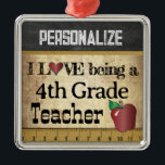 Love being a 4th Grade Teacher | Vintage Metal Ornament<br><div class="desc">Fourth Grade School Teacher Christmas Ornament ready for you to personalize. ⭐This Product is 100% Customizable. Graphics and / or text can be added, deleted, moved, resized, changed around, rotated, etc... 99% of my designs in my store are done in layers. This makes it easy for you to resize and...</div>