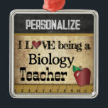 Love being a Biology Teacher | Vintage Metal Ornament<br><div class="desc">Biology Teacher Christmas Ornament ready for you to personalize. ⭐This Product is 100% Customizable. Graphics and / or text can be added, deleted, moved, resized, changed around, rotated, etc... 99% of my designs in my store are done in layers. This makes it easy for you to resize and move the...</div>