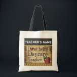 Love Being a Daycare Teacher's | DIY Name Tote Bag<br><div class="desc">Tote Bag. ⭐This Product is 100% Customizable. Graphics and /or text can be added, deleted, moved, resized, changed around, rotated, etc... 99% of my designs in my store are done in layers. This makes it easy for you to resize and move the graphics and text around so that it will...</div>