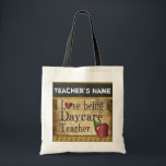 Love Being a Daycare Teacher's | DIY Name Tote Bag<br><div class="desc">Tote Bag. ⭐This Product is 100% Customizable. Graphics and /or text can be added, deleted, moved, resized, changed around, rotated, etc... 99% of my designs in my store are done in layers. This makes it easy for you to resize and move the graphics and text around so that it will...</div>