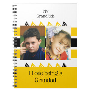 Love being a Grandad add photos yellow white Notebook