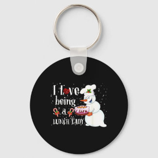 Love Being A Lunch Lady Snowman Christmas Lunch Keychain