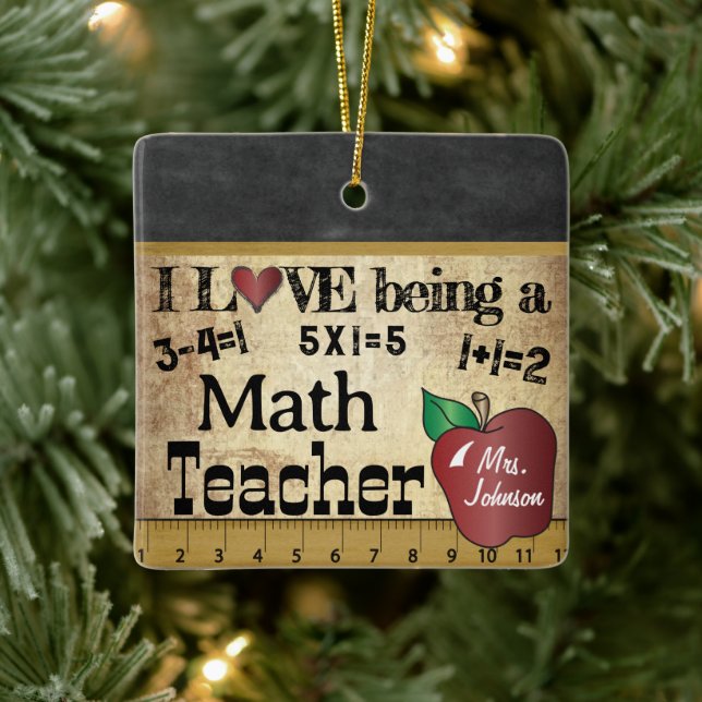 Love being a Math Teacher (Editable)  Ceramic Ornament (Tree)