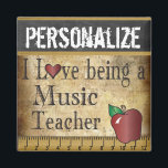 Love being a Music Teacher Magnet<br><div class="desc">Unique Vintages School Teacher Magnet ready for you to personalize. ✔NOTE: ONLY CHANGE THE TEMPLATE AREAS NEEDED! 😀 If needed, you can remove some of the text and start fresh adding whatever text and font you like. 📌If you need further customization, please click the "Click to Customize further" or "Customize...</div>