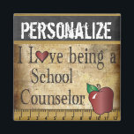 Love being a School Counsellor Magnet<br><div class="desc">Unique Vintages School Teacher Magnets. ✔Note: Not all template areas need changed. 📌If you need further customization, please click the "Click to Customize further" or "Customize or Edit Design"button and use our design tool to resize, rotate, change text colour, add text and so much more.⭐This Product is 100% Customizable. Graphics...</div>