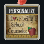 Love being a School Counsellor | Vintage Metal Ornament<br><div class="desc">School Counsellor Christmas Ornament ready for you to personalize. ✔Note: Not all template areas need changed. 📌If you need further customization, please click the "Click to Customize further" or "Customize or Edit Design"button and use our design tool to resize, rotate, change text colour, add text and so much more.⭐This Product...</div>