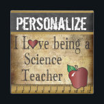 Love being a Science Teacher Magnet<br><div class="desc">Unique Vintages School Teacher Magnet ready for you to personalize. ✔NOTE: ONLY CHANGE THE TEMPLATE AREAS NEEDED! 😀 If needed, you can remove some of the text and start fresh adding whatever text and font you like. 📌If you need further customization, please click the "Click to Customize further" or "Customize...</div>