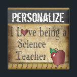 Love being a Science Teacher Magnet<br><div class="desc">Unique Vintages School Teacher Magnet ready for you to personalize. ✔NOTE: ONLY CHANGE THE TEMPLATE AREAS NEEDED! 😀 If needed, you can remove some of the text and start fresh adding whatever text and font you like. 📌If you need further customization, please click the "Click to Customize further" or "Customize...</div>