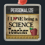 Love being a Science Teacher | Vintage Metal Ornament<br><div class="desc">Vintage Styled Teacher Christmas Ornament ready for you to personalize. ⭐This Product is 100% Customizable. Graphics and / or text can be added, deleted, moved, resized, changed around, rotated, etc... 99% of my designs in my store are done in layers. This makes it easy for you to resize and move...</div>