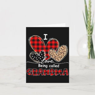 Love being called grandma red plaid grandmom card
