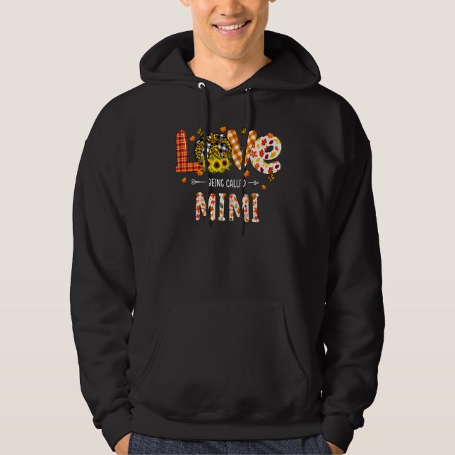 Love Being Called Mimi Leopard Plaid Pumpkin Thank Hoodie (Front)