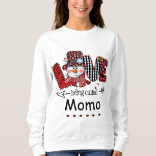 Love being called Momo Snowman Christmas Red Plaid Sweatshirt