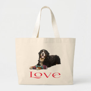 Love Bernese Mountain Dog Puppy Tote Bag