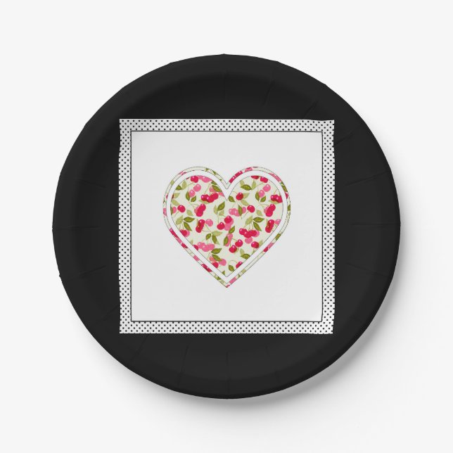 Love, berries, cherry paper plate (Front)