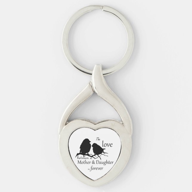 Love Between Mother Daughter Bird Quote Keychain (Front)