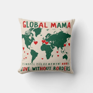 Love Beyond Borders: World Map Mama & Me Design Throw Pillow