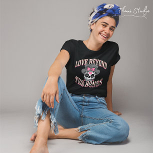 Love Beyond The Bones Valentine Modern Retro Skull T-Shirt