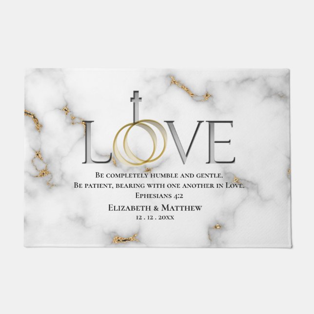 Love Bible Scripture Verse Ephesians 4:2 Doormat (Front)