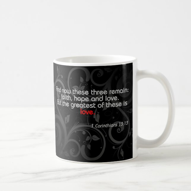 Love Bible Verse, Black/Red Coffee Mug (Right)