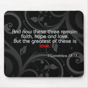 Love Bible Verse, Black/Red Mouse Pad