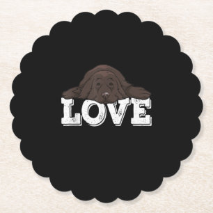 LOVE Big Newfie Dog Special Dog Owner Gift Paper Coaster