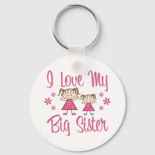 Love Big Sister Pink Girls Keychain