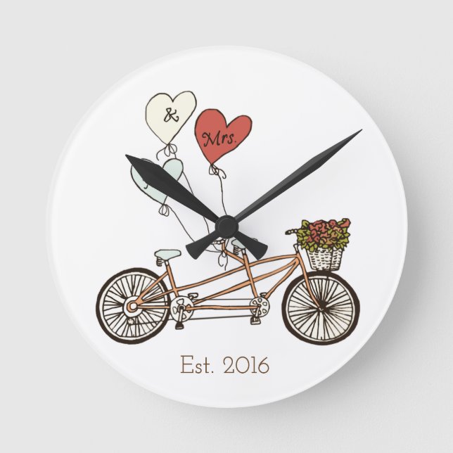 Love bike Mr & Mrs wall clock (Front)