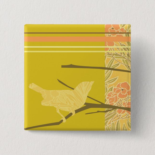 Love Bird 2 Design Botton Inch Square Button (Front)