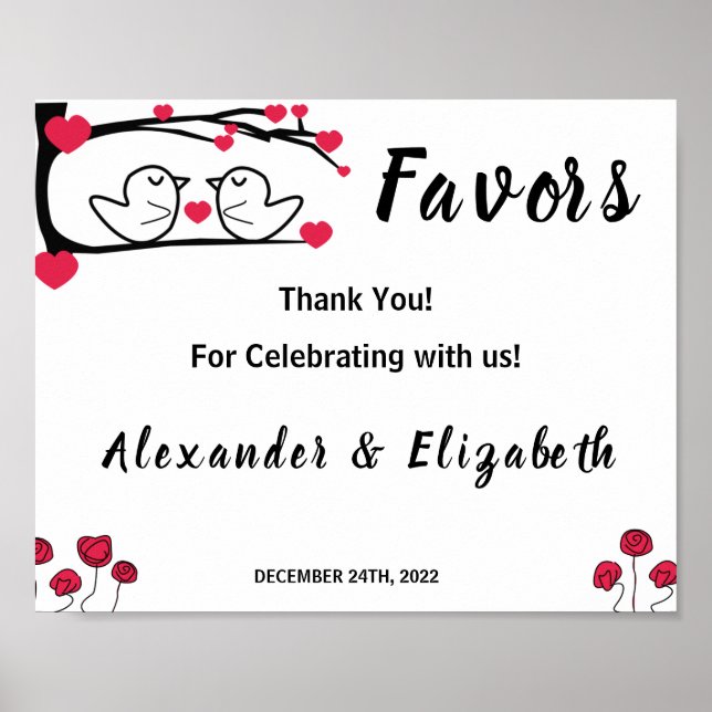 Love Bird Favours Wedding Bridal Shower   Poster (Front)