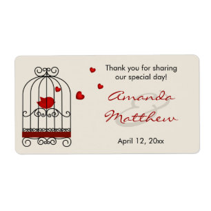 Love Bird in Birdcage Wedding Favour Labels