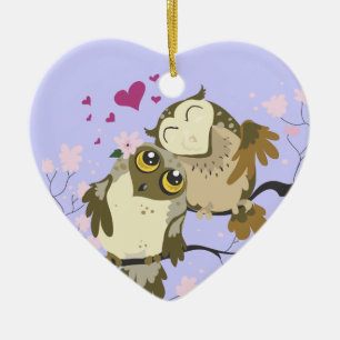 Love Bird Owls~ornament Ceramic Ornament