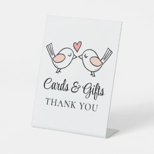 Love Bird Pink Black Lovebirds Wedding Cards Gift Pedestal Sign