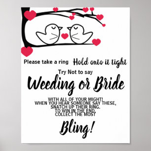 Love Bird Put a Ring on Bridal Shower Game Sign