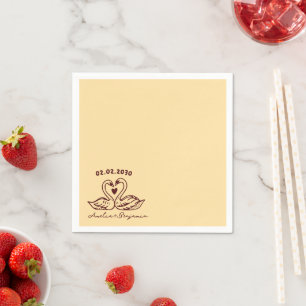 Love Bird Swans Cocktail  wedding Napkins
