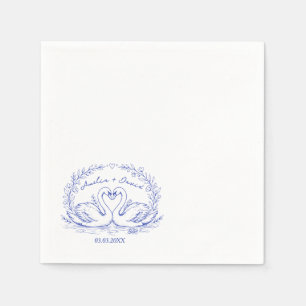 Love Bird Swans Hand Drawn Napkins, Personalized  Napkin