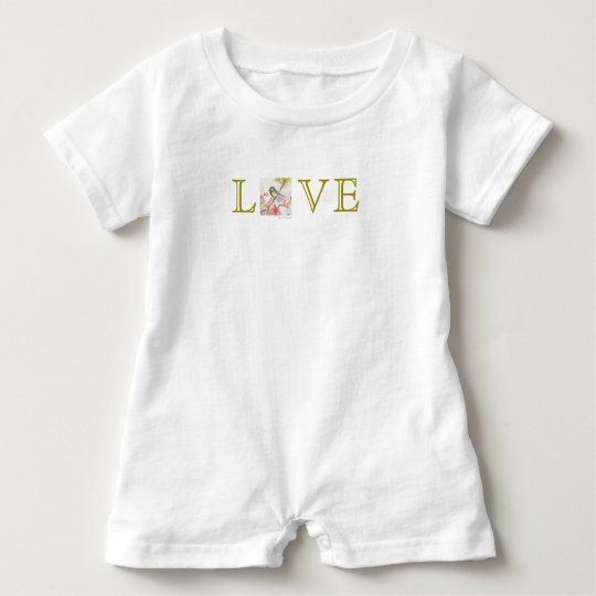 LOVE Bird Watercolor Art Baby Romper