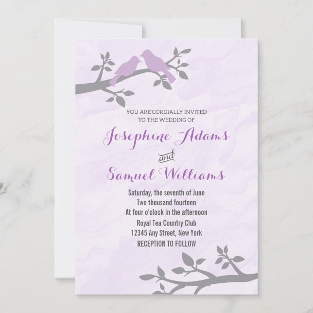Love Bird Watercolor Wedding Invitation (Front)