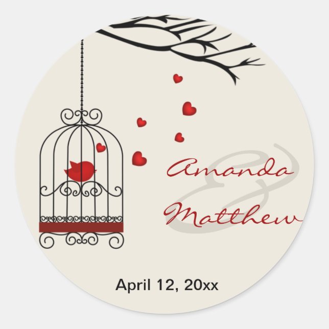 Love Bird Wedding Favour Stickers (Front)