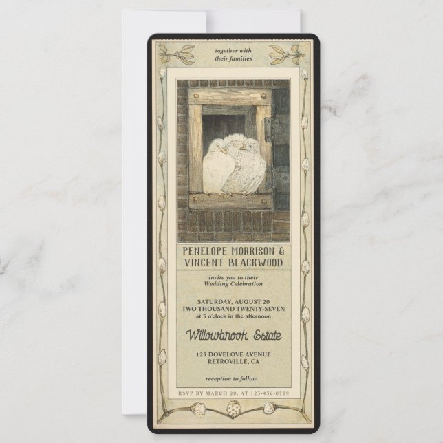 Love Bird - White Pigeons Wedding Invitation (Front)