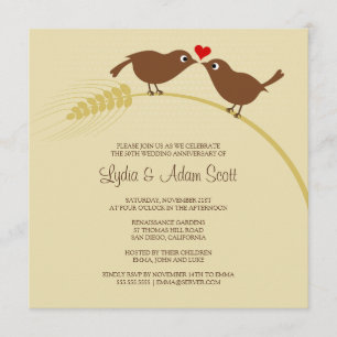 Love Birds 25th Silver Anniversary Party Invitation