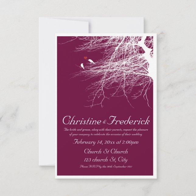 Love Birds 2, 3.5"x5" invitation (Front)