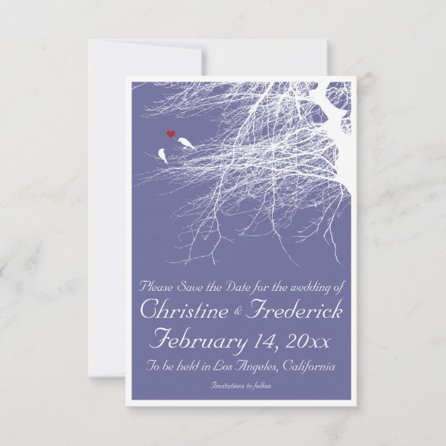 Love Birds 2, 3.5"x5" save the date announcement (Front)