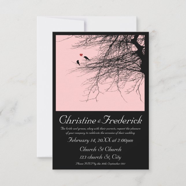 Love Birds, 3.5"x5" invitation (Front)