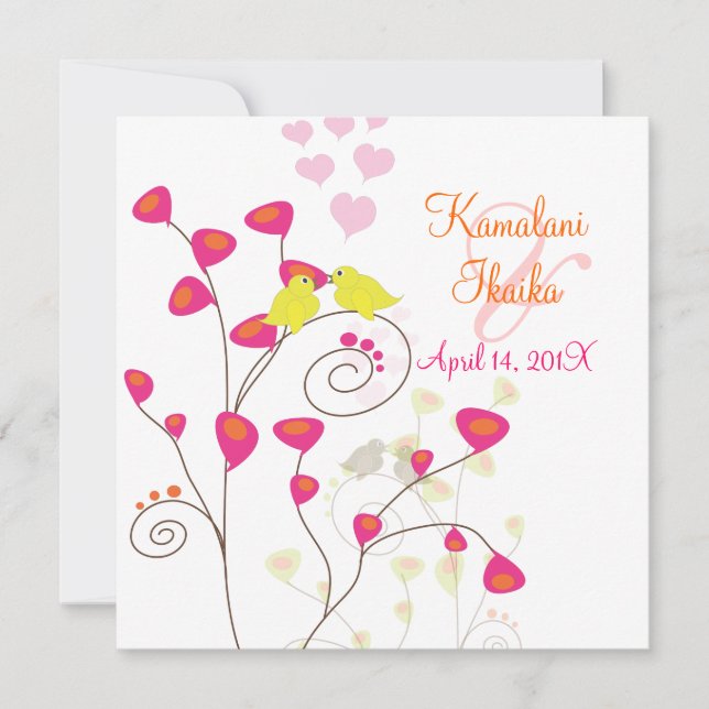 Love birds, add your background.. invitation (Front)