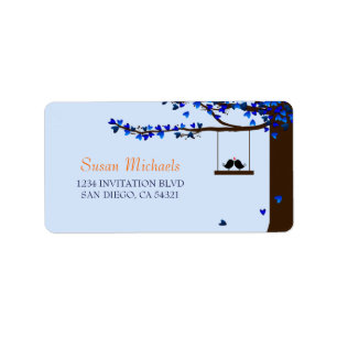 Love Birds Address Labels Blue